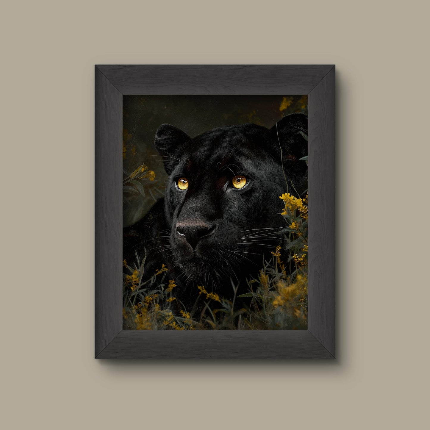 Black Panther Wall Art – Golden Eyes Jungle Cat Portrait Print | Fine Art Print
