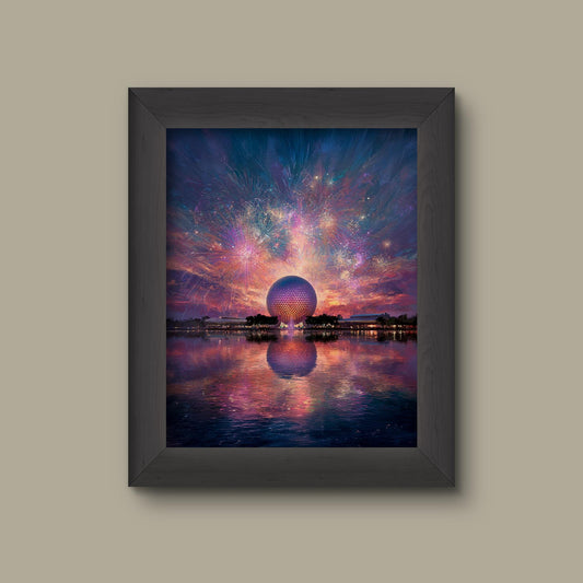 Disney Epcot Spaceship Earth Fireworks - Disney Inspired Art | Fine Art Print