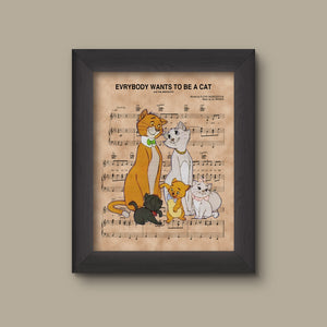 Aristocats over Ev'rybody Wants to be a Cat Sheet Music Art Print