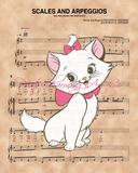 Aristocats, Marie over Scales and Arpeggios Sheet Music Art Print