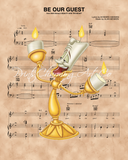 Beauty and the Beast, Lumiere Be Our Guest Sheet Music Art Print