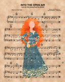 Disney Brave, Merida Watercolor,  Into The Open Air Sheet Music Art Print