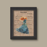 Brave, Merida Watercolor Touch The Sky Sheet Music Art Print