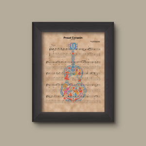 Coco, Guitar Proud Corazon Sheet Music Art Print