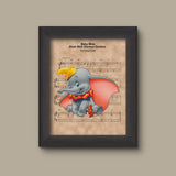 Dumbo and Timothy Q. Mouse, Baby Mine Sheet Music Art Print