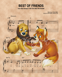 The Fox and the Hound, Best of Friends Sheet Music Art Print