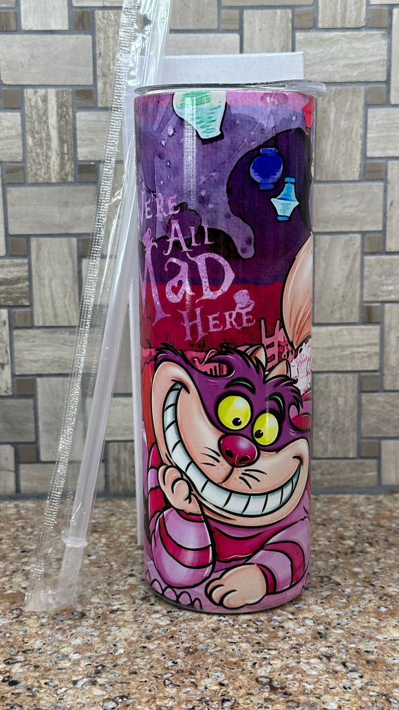 Alice in Wonderland Cheshire Cat We're All Mad Here stainless
