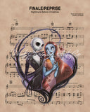 Nightmare Before Christmas Sketch Simply Meant to Be Sheet Music Art Print