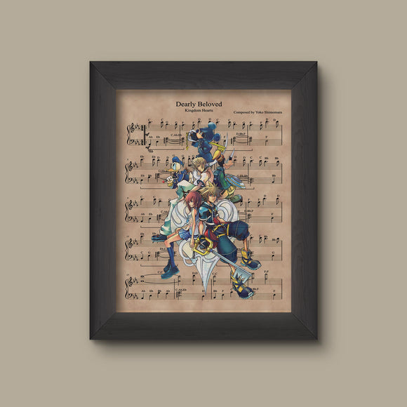 Kingdom Hearts Music Poster, Dearly Beloved Sheet Music Art Print