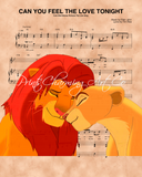 Lion King Simba Nala Can You Feel The Love Tonight Sheet Music Art Print