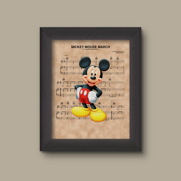 Mickey Mouse, Mickey Mouse March Sheet Music Art Print