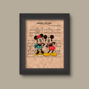 Mickey & Minnie Mouse, Vintage, Minnie's You Hoo Sheet Music Art Print