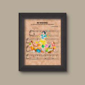 Snow White & The Seven Dwarfs Watercolor Im Wishing Sheet Music Art Print