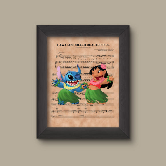 Lilo and Stitch Hula Hawaiian Roller Coaster Ride Sheet Music Art Print