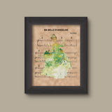 Princess and the Frog Tiana Watercolor Ma Belle Evangeline Sheet Music Art Print
