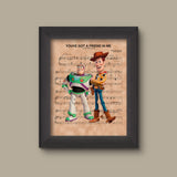 Toy Story, Woody and Buzz You've Got A Friend In Me Sheet Music Art Print