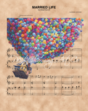 UP House and Balloons, Married Life Sheet Music Art Print
