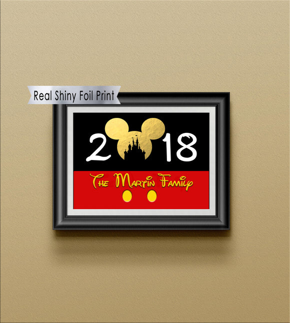 2018 Disney Castle Ears Wall Art, Custom Family Name