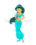 Aladdin Jasmine Watercolor Art Print