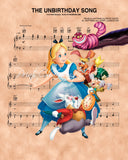 Alice in Wonderland, The Unbirthday Song Sheet Music Art Print