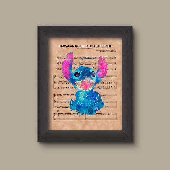 Lilo and Stitch Hawaiian Roller Coaster Ride Sheet Music Art Print