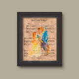 Beauty and the Beast Watercolor, Disney Wedding Gift