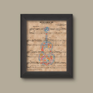 Disney Coco Remember Me Sheet Music Art Print Gift, Disney Nursery Gift