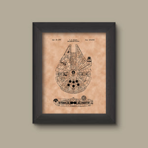 Disney Star Wars Millennium Falcon Schematic Art Print, Millennium Falcon Blue Prints