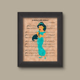 Aladdin Jasmine Watercolor A Whole New World Sheet Music Art Print
