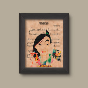 Mulan Reflection Sheet Music Art Print