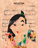Mulan Reflection Sheet Music Art Print