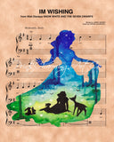 Snow White Silhouette Im Wishing Sheet Music Art Print