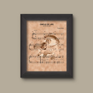 Lion King Simba Silhouette Circle of Life Sheet Music Art Print