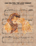 Lion King Simba Nala Watercolor Can You Feel The Love Tonight Sheet Music Art Print